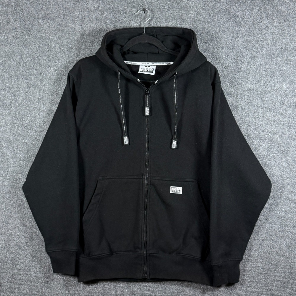Pro Club Heavy Weight Zip Up Baggy Hoodie Black Mens Size Small #3280